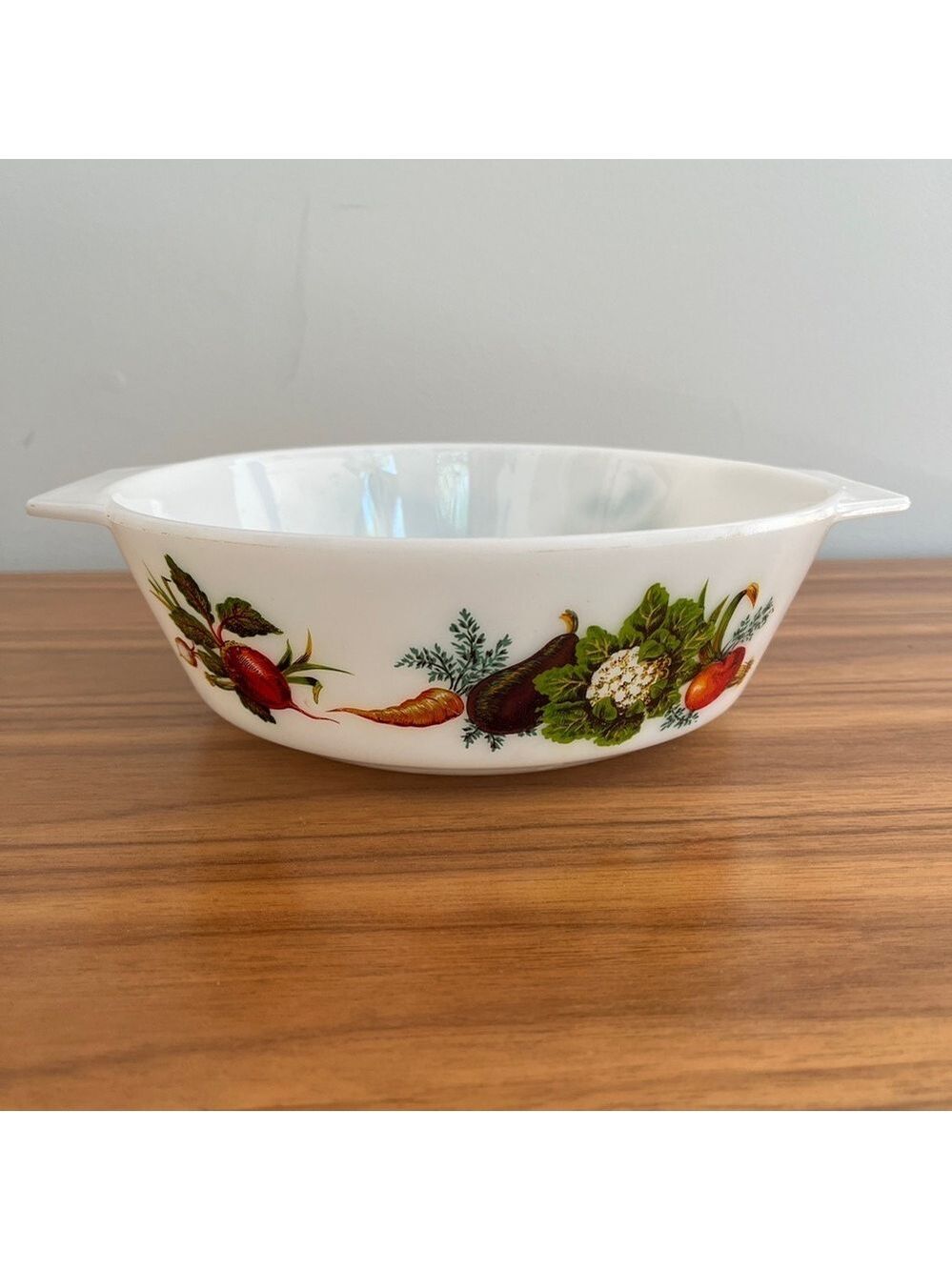 VINTAGE Round Pyrex JAJ Casserole Dish Tuscany Market Garden Made England No Lid